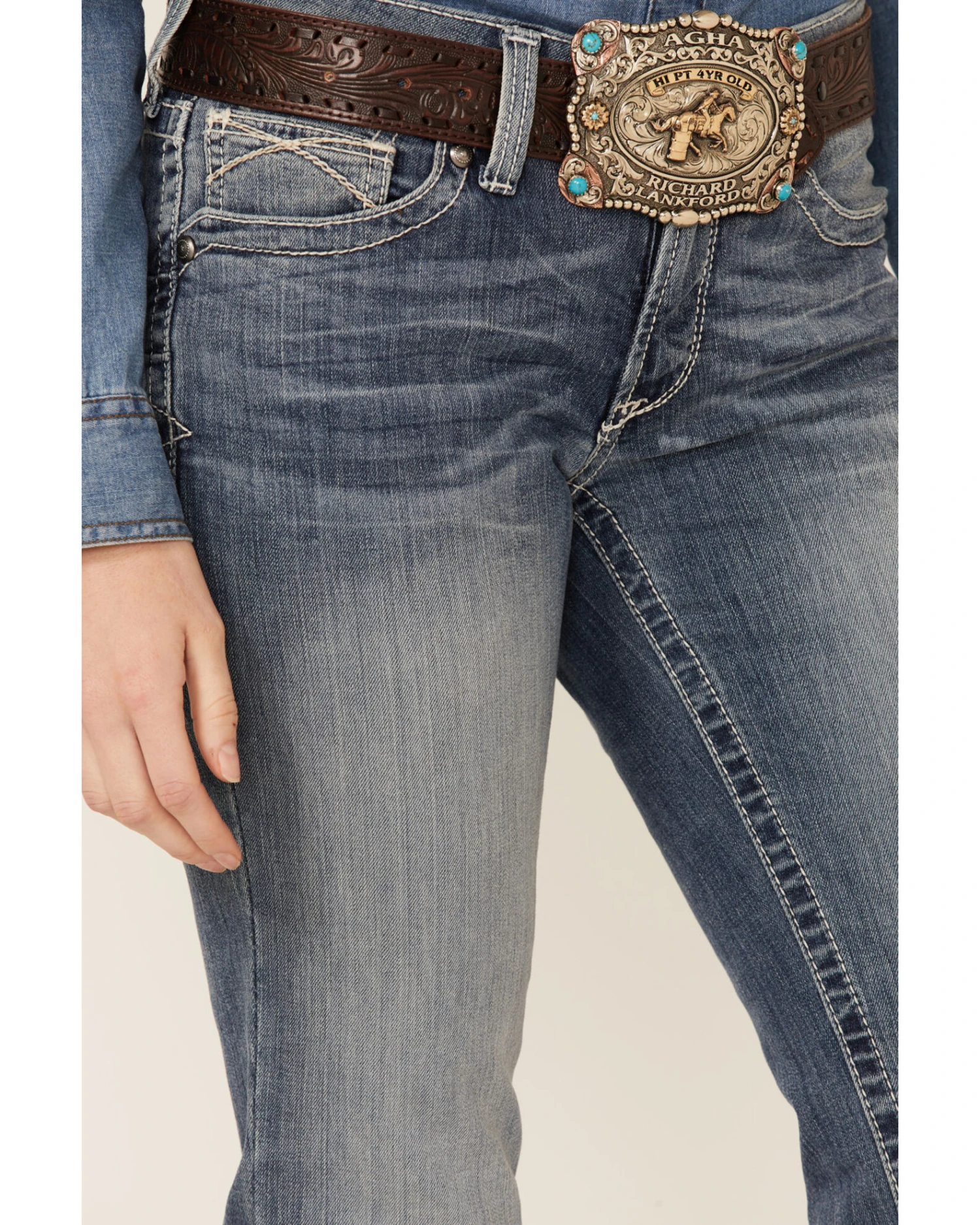 Ariat Women's R.E.A.L. Mid Rise Icon Stackable Straight Leg Riding Jeans 3 Ariat Women's R.E.A.L. Mid Rise Icon Stackable Straight Leg Riding Jeans - Image 3