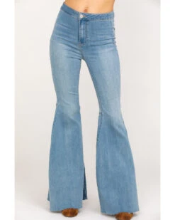 Free People Women's Light Wash High Rise Just Float On Flare Jeans -Cowgirl Edge Sales 2000287826 400 P1