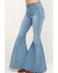 Free People Women's Light Wash High Rise Just Float On Flare Jeans -Cowgirl Edge Sales 2000287826 400 P3