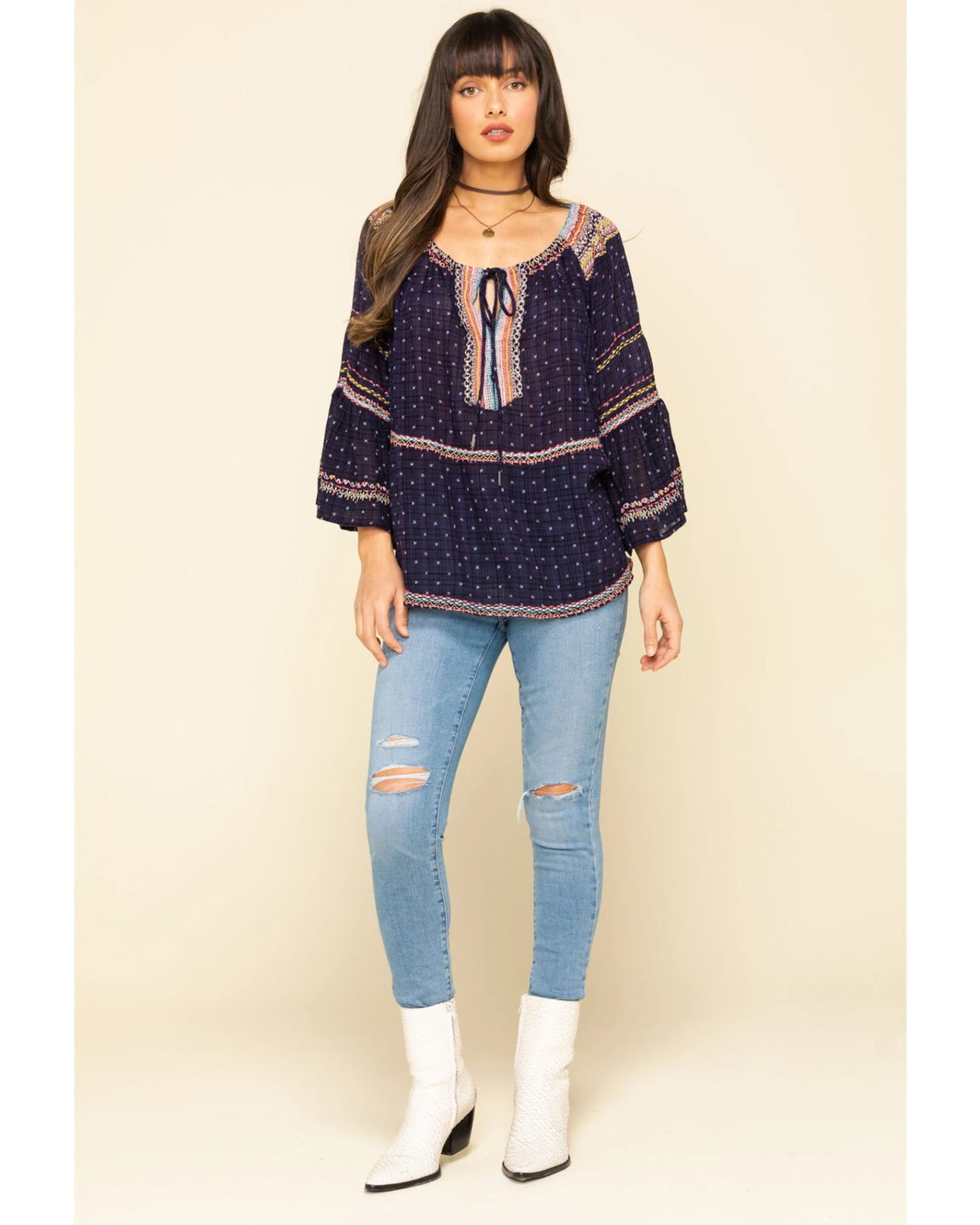 Free People Women's Talia Embroidered Blouse 1 Free People Women's Talia Embroidered Blouse