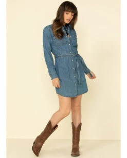 Wrangler Women's Medium Wash Denim Western Shirt Dress -Cowgirl Edge Sales 2000321130 400 P1