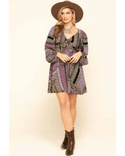 Band Of The Free Women's Multi Patchwork Tie Front Dress -Cowgirl Edge Sales 2000327338 900 P6