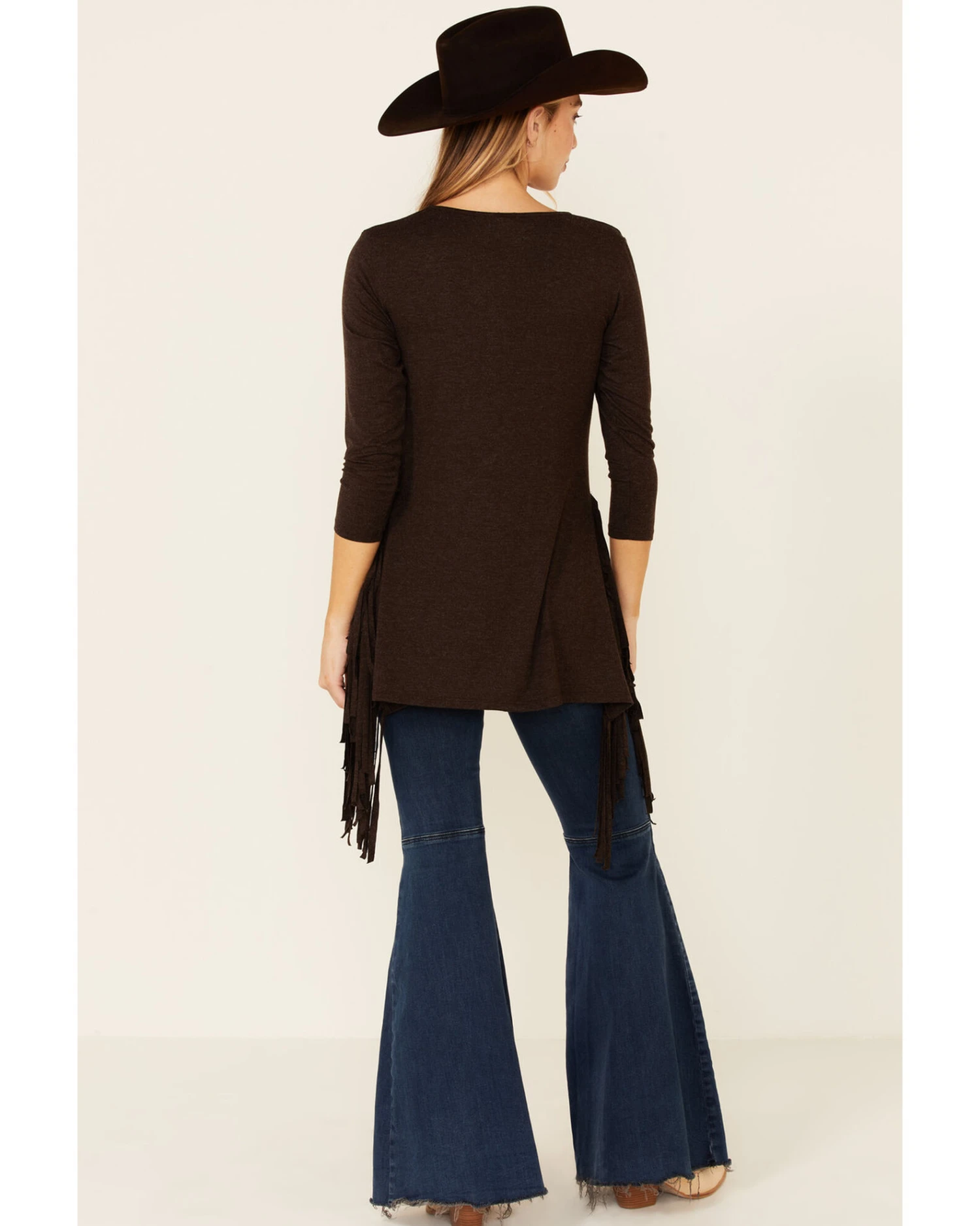 Tasha Polizzi Women's Solid Brown Darcie 3/4 Sleeve Tunic 2 Tasha Polizzi Women's Solid Brown Darcie 3/4 Sleeve Tunic - Image 2