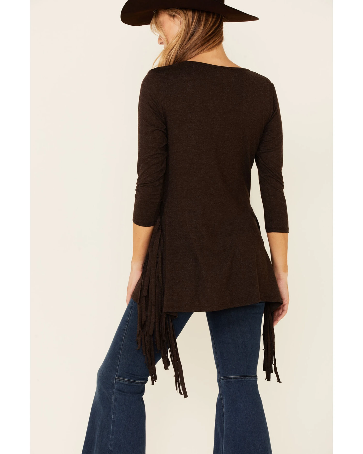 Tasha Polizzi Women's Solid Brown Darcie 3/4 Sleeve Tunic 3 Tasha Polizzi Women's Solid Brown Darcie 3/4 Sleeve Tunic - Image 3