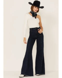 Show Me Your Mumu Women's Medium Wash Ashbury High Rise Flare Jeans -Cowgirl Edge Sales 2000345053 400 P1
