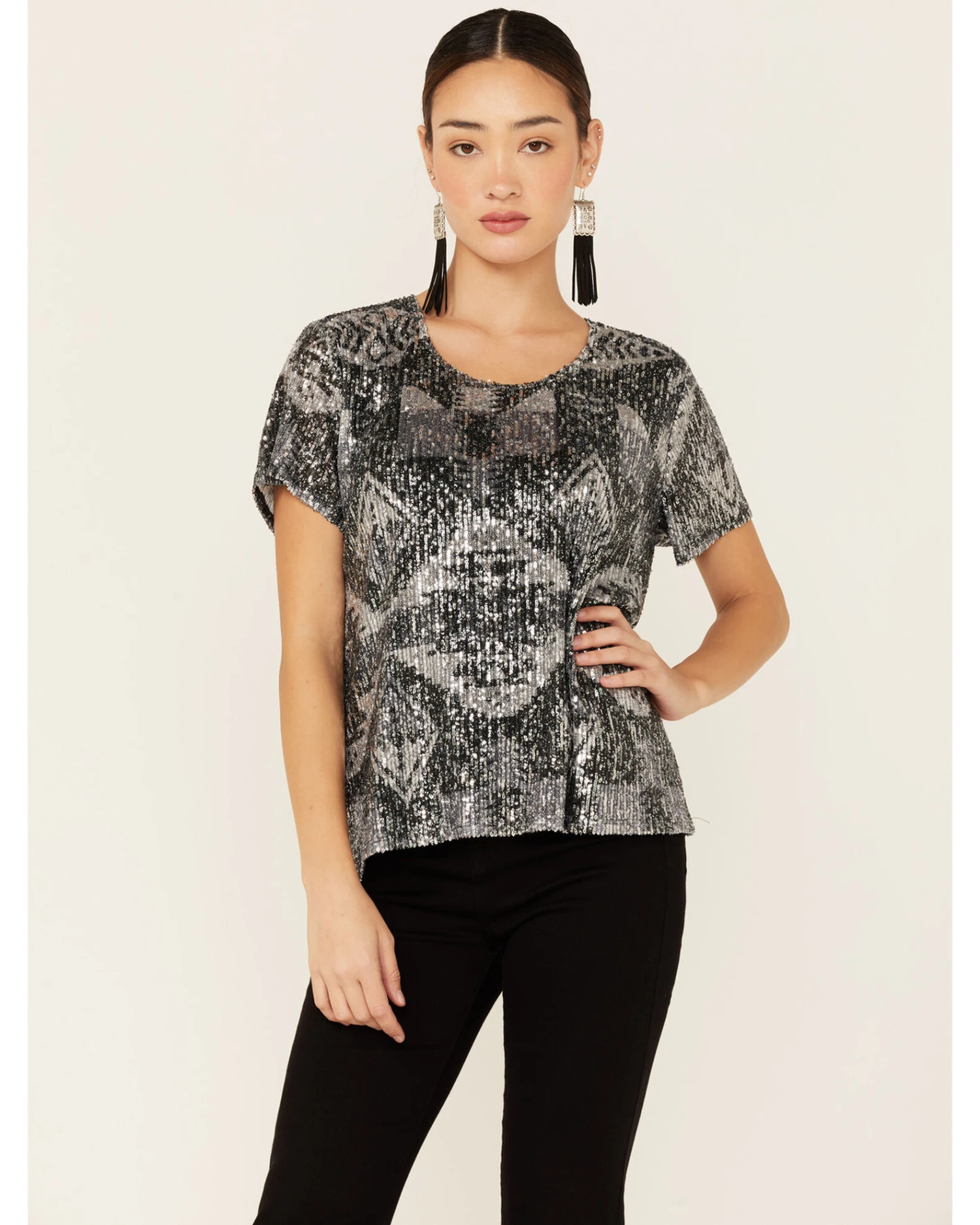 Tasha Polizzi Women's Sequins Starla Short Sleeve Top 3 Tasha Polizzi Women's Sequins Starla Short Sleeve Top - Image 3
