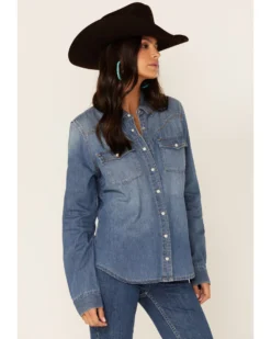 Idyllwind Women's Medium Wash Don't Settle Denim Western Shirt -Cowgirl Edge Sales 2000352394 420 P1