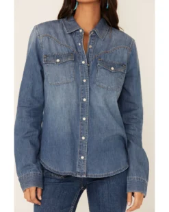 Idyllwind Women's Medium Wash Don't Settle Denim Western Shirt