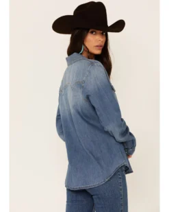 Idyllwind Women's Medium Wash Don't Settle Denim Western Shirt -Cowgirl Edge Sales 2000352394 420 P3