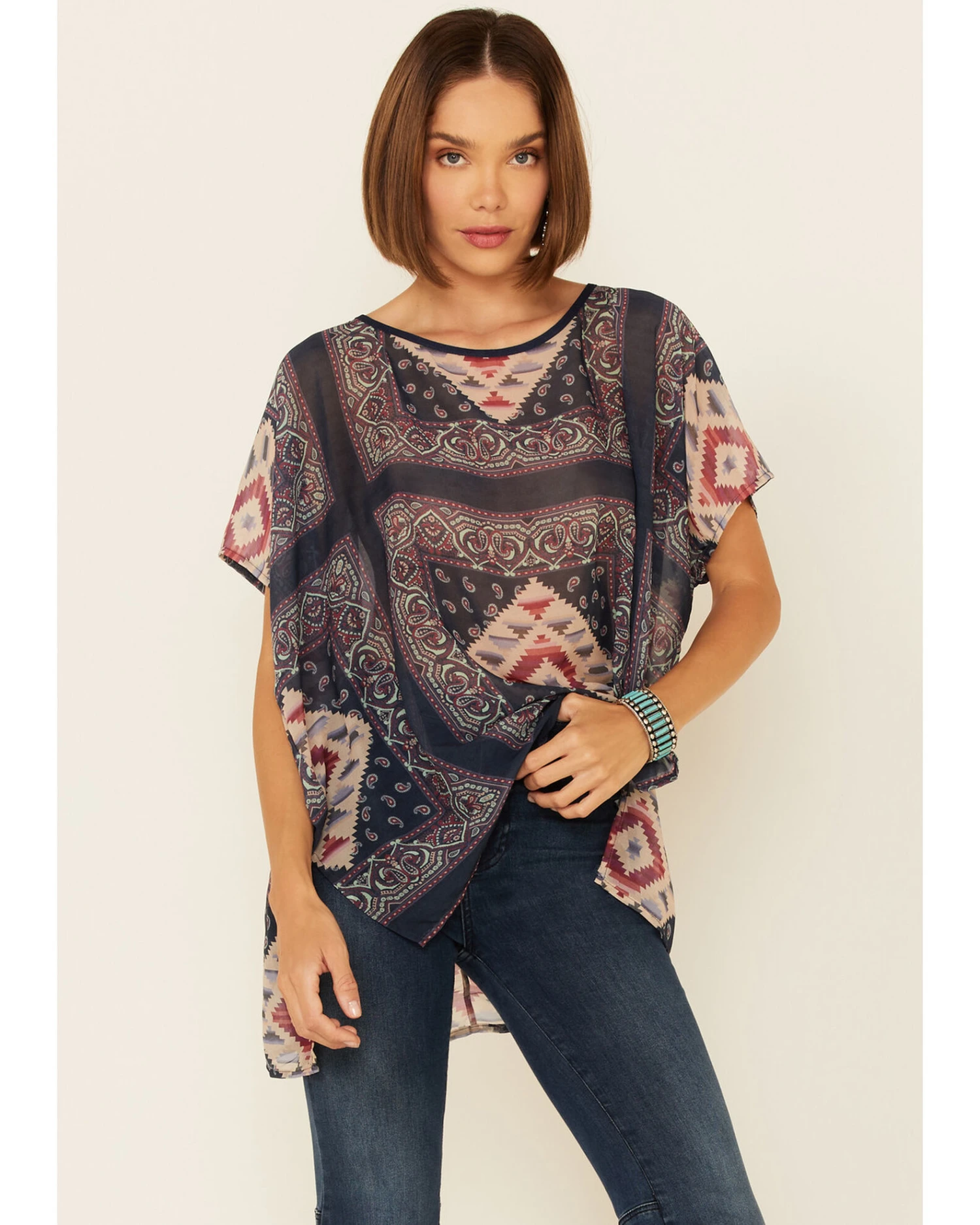 Tasha Polizzi Women's Sahara Tile Print Poncho Top 2 Tasha Polizzi Women's Sahara Tile Print Poncho Top - Image 2