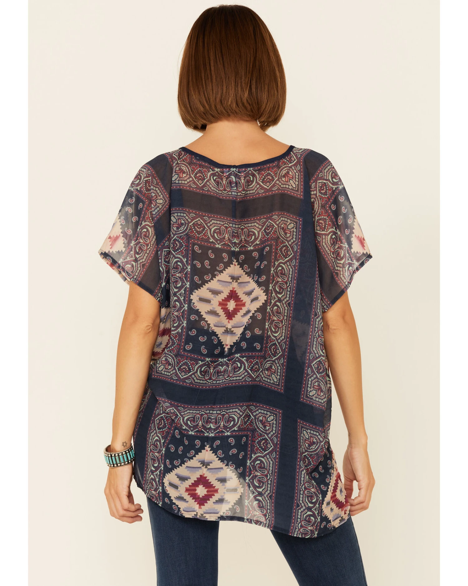 Tasha Polizzi Women's Sahara Tile Print Poncho Top 4 Tasha Polizzi Women's Sahara Tile Print Poncho Top - Image 4