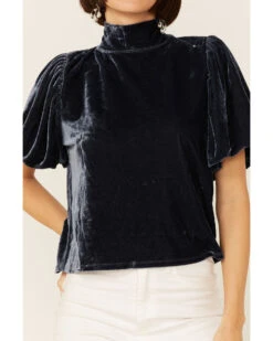 Free People Women's Velvet Knit Claudia Puff Short Sleeve Tee 6 Free People Women's Velvet Knit Claudia Puff Short Sleeve Tee -Cowgirl Edge Sales 2000357136 410 P2