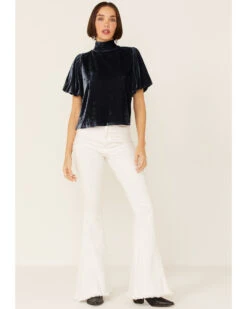 Free People Women's Velvet Knit Claudia Puff Short Sleeve Tee 7 Free People Women's Velvet Knit Claudia Puff Short Sleeve Tee -Cowgirl Edge Sales 2000357136 410 P4