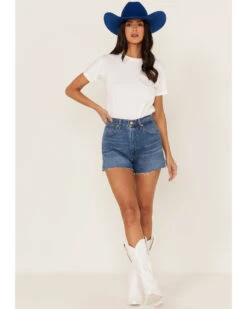 Wrangler Women's Medium Wash High Rise Festival Shorts 6 Wrangler Women's Medium Wash High Rise Festival Shorts -Cowgirl Edge Sales 2000358518 400 P1