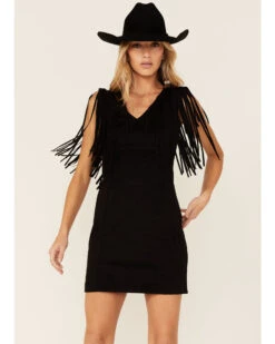 Idyllwind Women's Lady Bird Faux Suede Fringe Muscle Sleeve Dress -Cowgirl Edge Sales 2000359130 001 P1