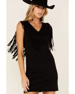 Idyllwind Women's Lady Bird Faux Suede Fringe Muscle Sleeve Dress