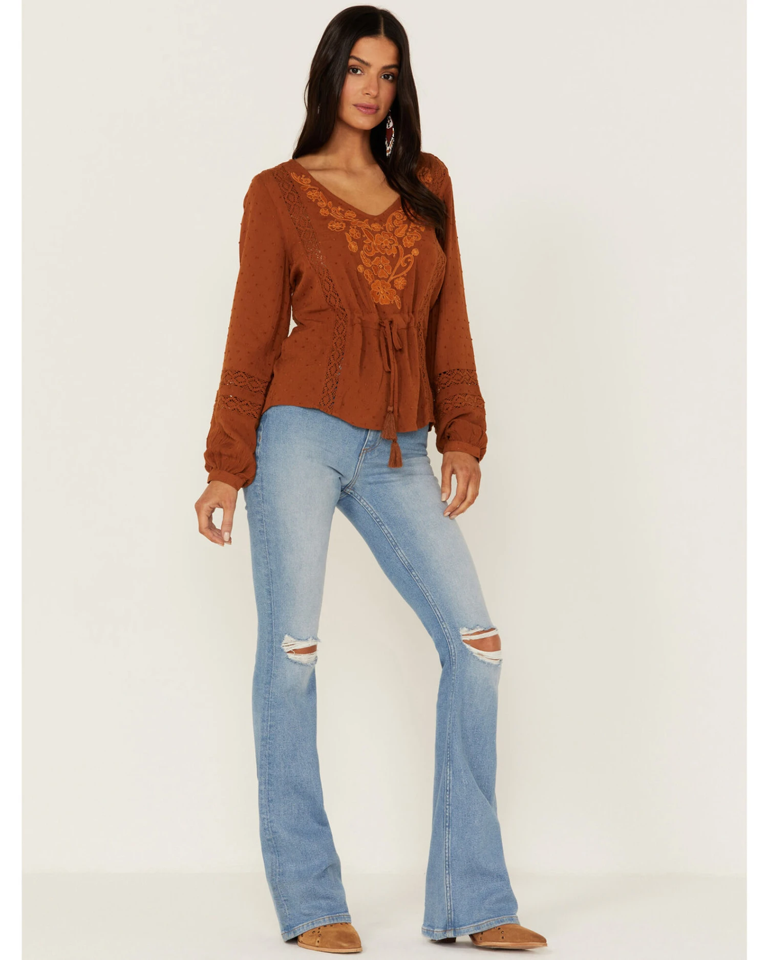 Idyllwind Women's Romance Floral Embroidered Swiss Dot Blouse 2 Idyllwind Women's Romance Floral Embroidered Swiss Dot Blouse - Image 2