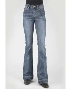 Stetson Women's 921 Medium Wash High Rise Plain Pocket Flare Jean 5 Stetson Women's 921 Medium Wash High Rise Plain Pocket Flare Jean -Cowgirl Edge Sales 2000360065 400 P1