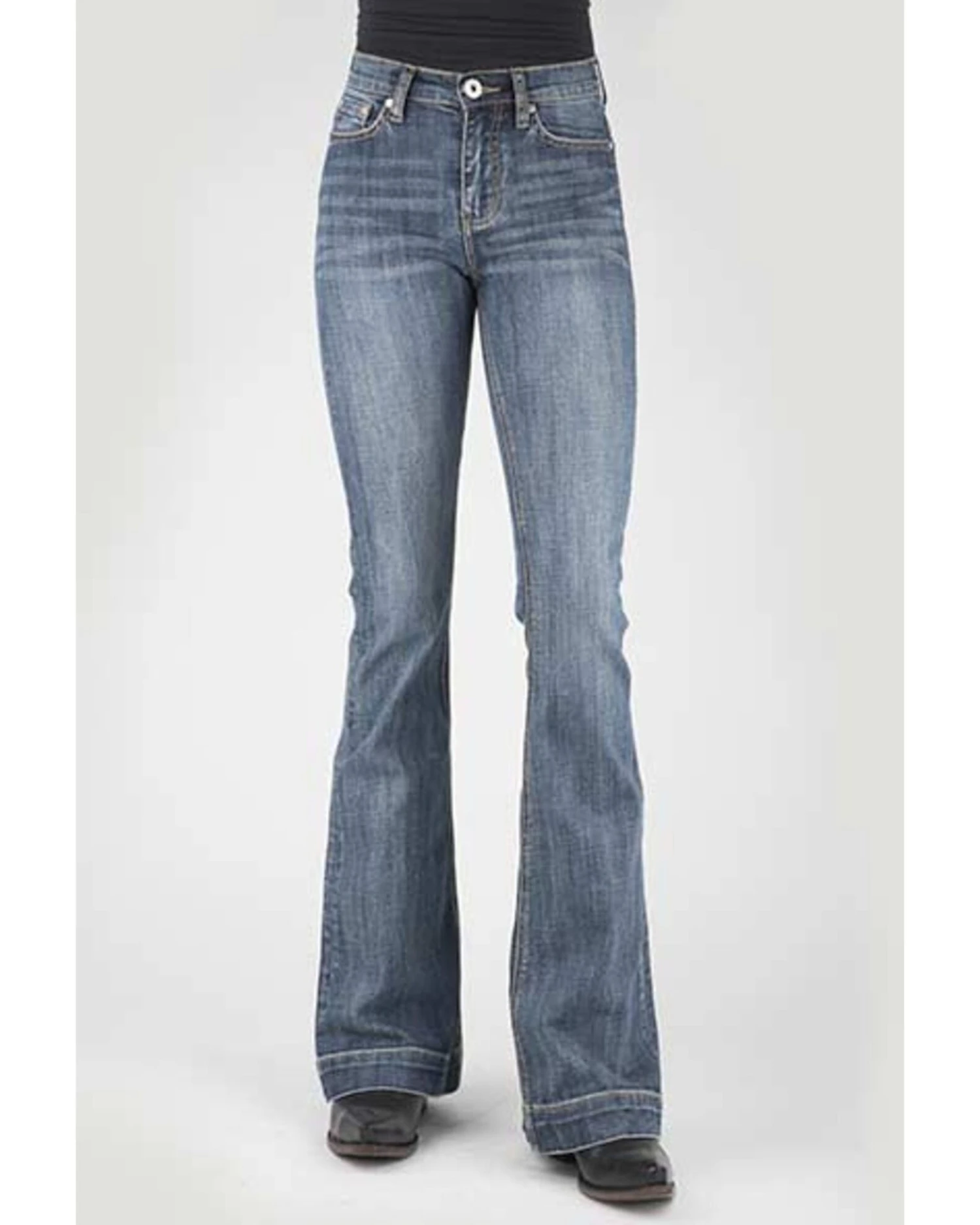 Stetson Women's 921 Medium Wash High Rise Plain Pocket Flare Jean 3 Stetson Women's 921 Medium Wash High Rise Plain Pocket Flare Jean - Image 3