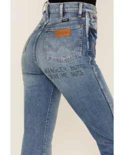 Wrangler X Fender Women's West Ward Medium Wash High Rise Bootcut Jeans -Cowgirl Edge Sales 2000360367 400 P4