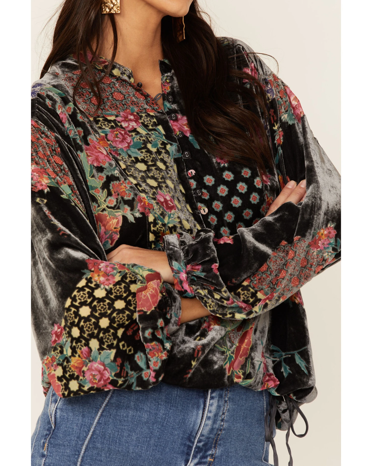 Johnny Was Women's Rose Burnout Cosima Blouse 3 Johnny Was Women's Rose Burnout Cosima Blouse - Image 3