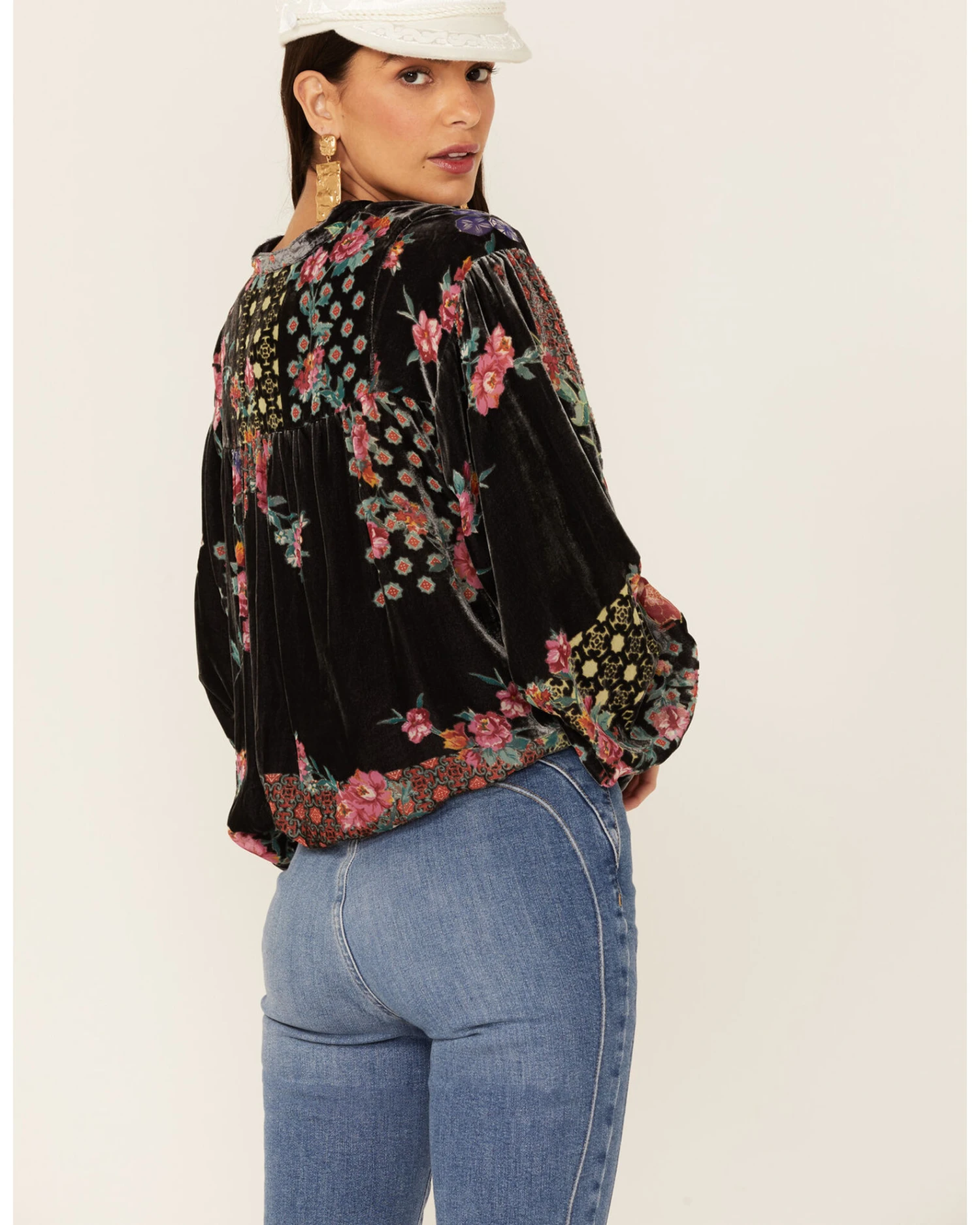 Johnny Was Women's Rose Burnout Cosima Blouse 2 Johnny Was Women's Rose Burnout Cosima Blouse - Image 2