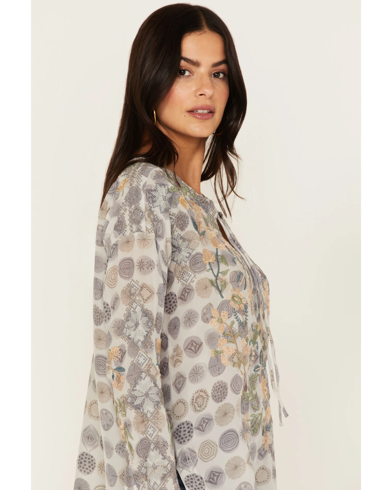Johnny Was Women's Lakeside Darlyn Embroidered Blouse 3 Johnny Was Women's Lakeside Darlyn Embroidered Blouse - Image 3