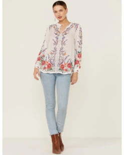 Johnny Was Women's Yasmine Embroidered Long Sleeve White Blouse 6 Johnny Was Women's Yasmine Embroidered Long Sleeve White Blouse -Cowgirl Edge Sales 2000362204 100 P4