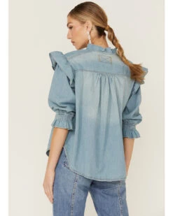 Free People Women's Louise Denim Top 6 Free People Women's Louise Denim Top -Cowgirl Edge Sales 2000362295 400 P3