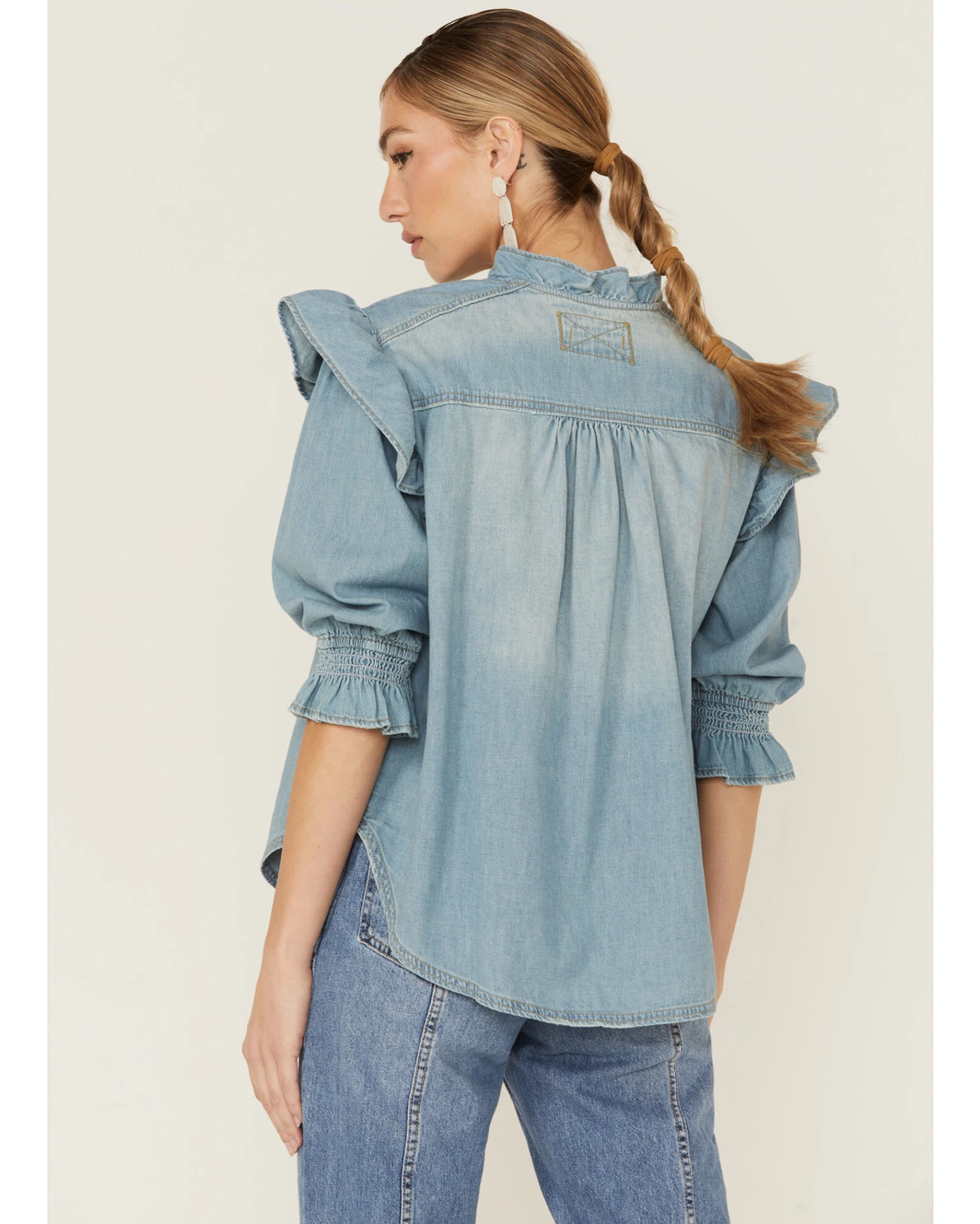 Free People Women's Louise Denim Top 3 Free People Women's Louise Denim Top - Image 3