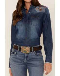 Tasha Polizzzi Women's Arizona Denim Embroidered Shirt 7 Tasha Polizzzi Women's Arizona Denim Embroidered Shirt -Cowgirl Edge Sales 2000362893 400 P3