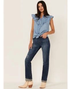 Tasha Polizzi Women's Chambray Ruffle Sleeveless Shirt -Cowgirl Edge Sales 2000362904 400 P2
