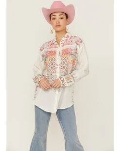 Johnny Was Women's Ryan Embroidered Button Down Long Sleeve Shirt -Cowgirl Edge Sales 2000363630 101 P1