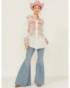 Johnny Was Women's Ryan Embroidered Button Down Long Sleeve Shirt -Cowgirl Edge Sales 2000363630 101 P4