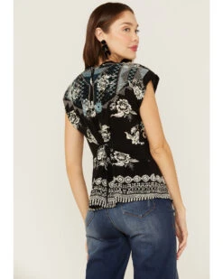 Johnny Was Women's Perlette Tie-Back Silk Pattern Blouse -Cowgirl Edge Sales 2000363631 001 P3