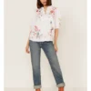 Johnny Was Women's Embroidered Lisbon Short Sleeve Button Down Blouse