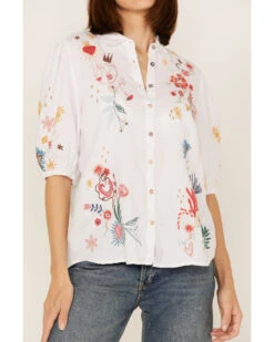 Johnny Was Women's Embroidered Lisbon Short Sleeve Button Down Blouse 7 Johnny Was Women's Embroidered Lisbon Short Sleeve Button Down Blouse -Cowgirl Edge Sales 2000363644 100 P3