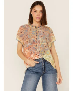 Johnny Was Women's Prima Patchwork Embroidered Floral Blouse