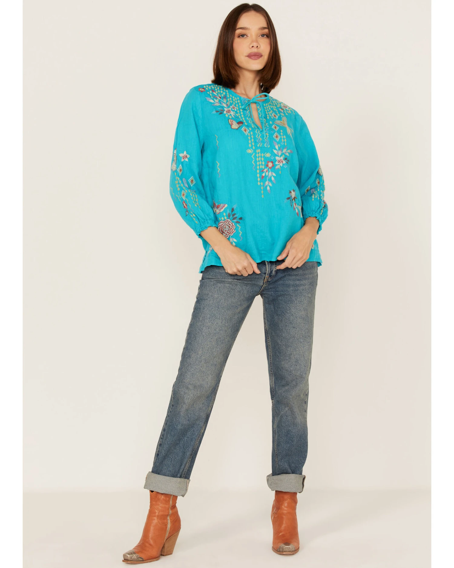Johnny Was Women's Embroidered Mariposa Blouse 2 Johnny Was Women's Embroidered Mariposa Blouse - Image 2