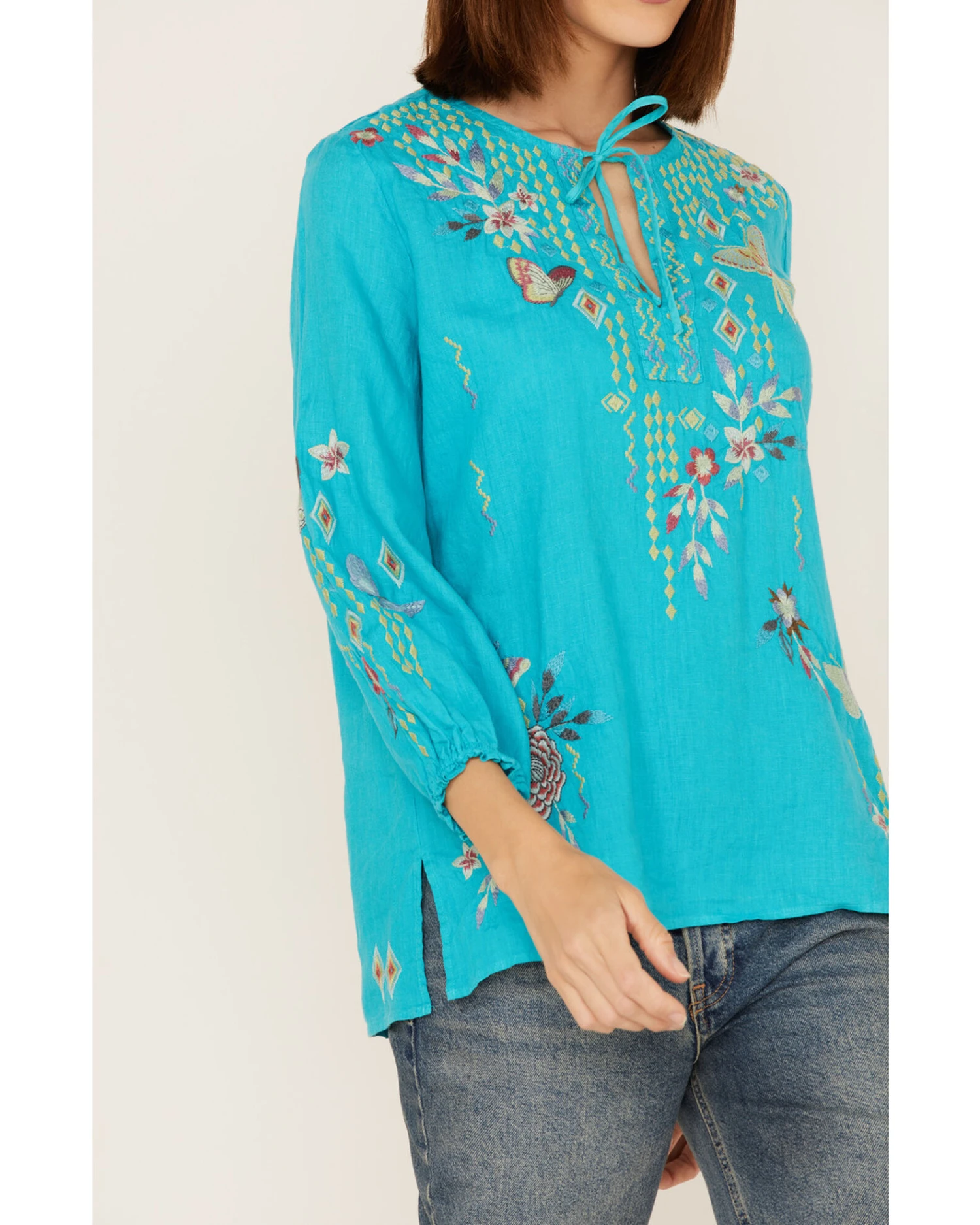 Johnny Was Women's Embroidered Mariposa Blouse 3 Johnny Was Women's Embroidered Mariposa Blouse - Image 3