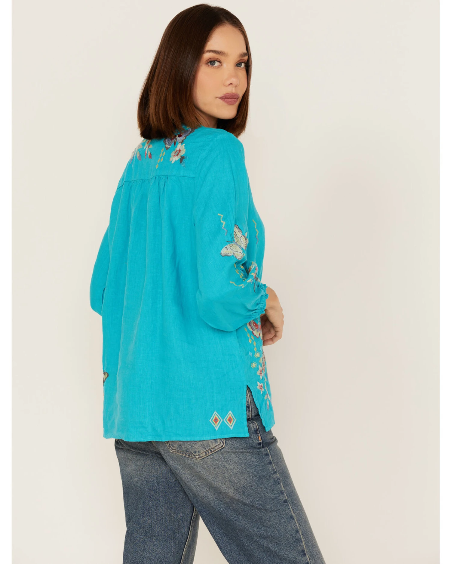 Johnny Was Women's Embroidered Mariposa Blouse 4 Johnny Was Women's Embroidered Mariposa Blouse - Image 4