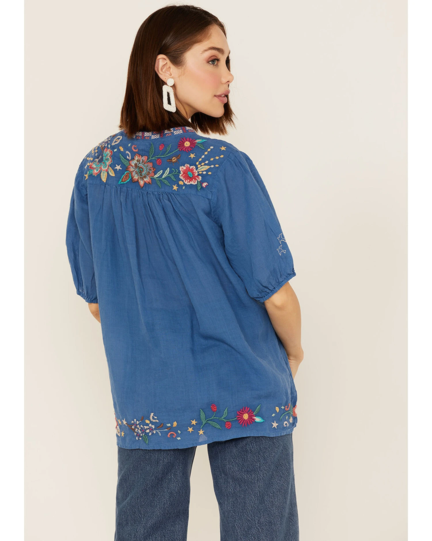 Johnny Was Women's Olinda Effortless Embroidered Floral Blouse 4 Johnny Was Women's Olinda Effortless Embroidered Floral Blouse - Image 4