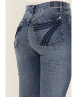 7 For All Mankind Women's Light Wash Mid Rise Dojo Wide Jeans -Cowgirl Edge Sales 2000364315 400 P2