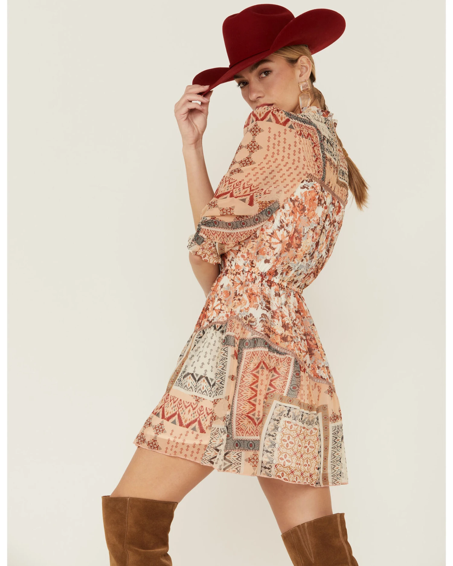 Miss Me Women's Patchwork Long Sleeve Dresss 3 Miss Me Women's Patchwork Long Sleeve Dresss - Image 3