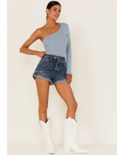 Free People Women's Lasso Dark Wash High Rise Shorts -Cowgirl Edge Sales 2000365756 416 P1