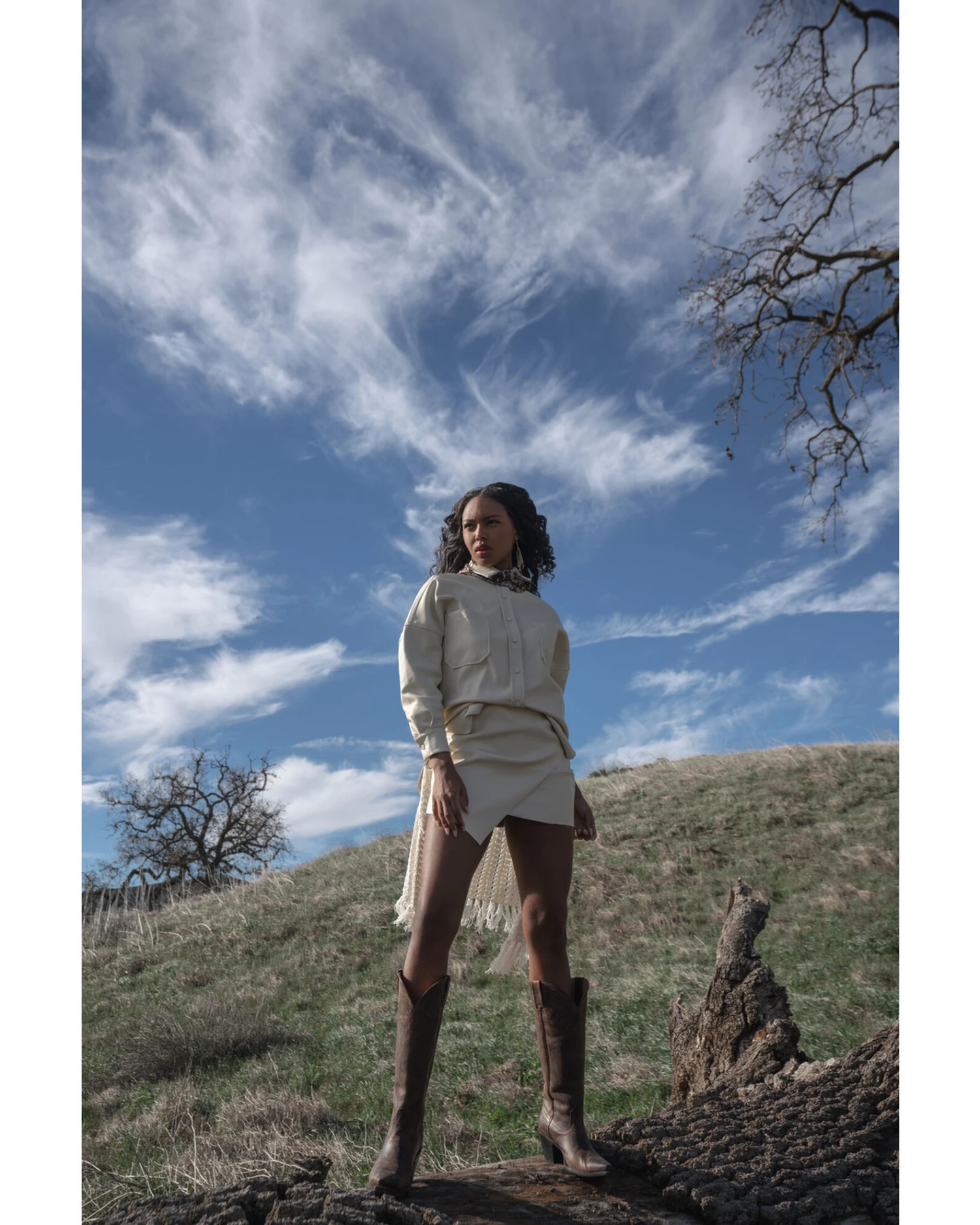 Sadie & Sage Women's Faux Leather Ecru Shacket 2 Sadie & Sage Women's Faux Leather Ecru Shacket - Image 2