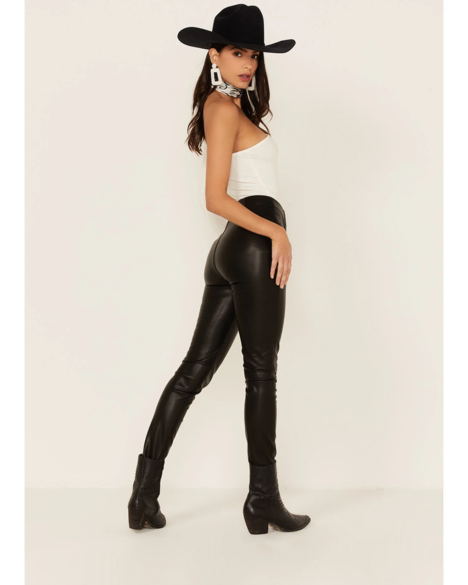 Free People Women's Black Spitfire Stacked Faux Leather Skinny Pants 1 Free People Women's Black Spitfire Stacked Faux Leather Skinny Pants