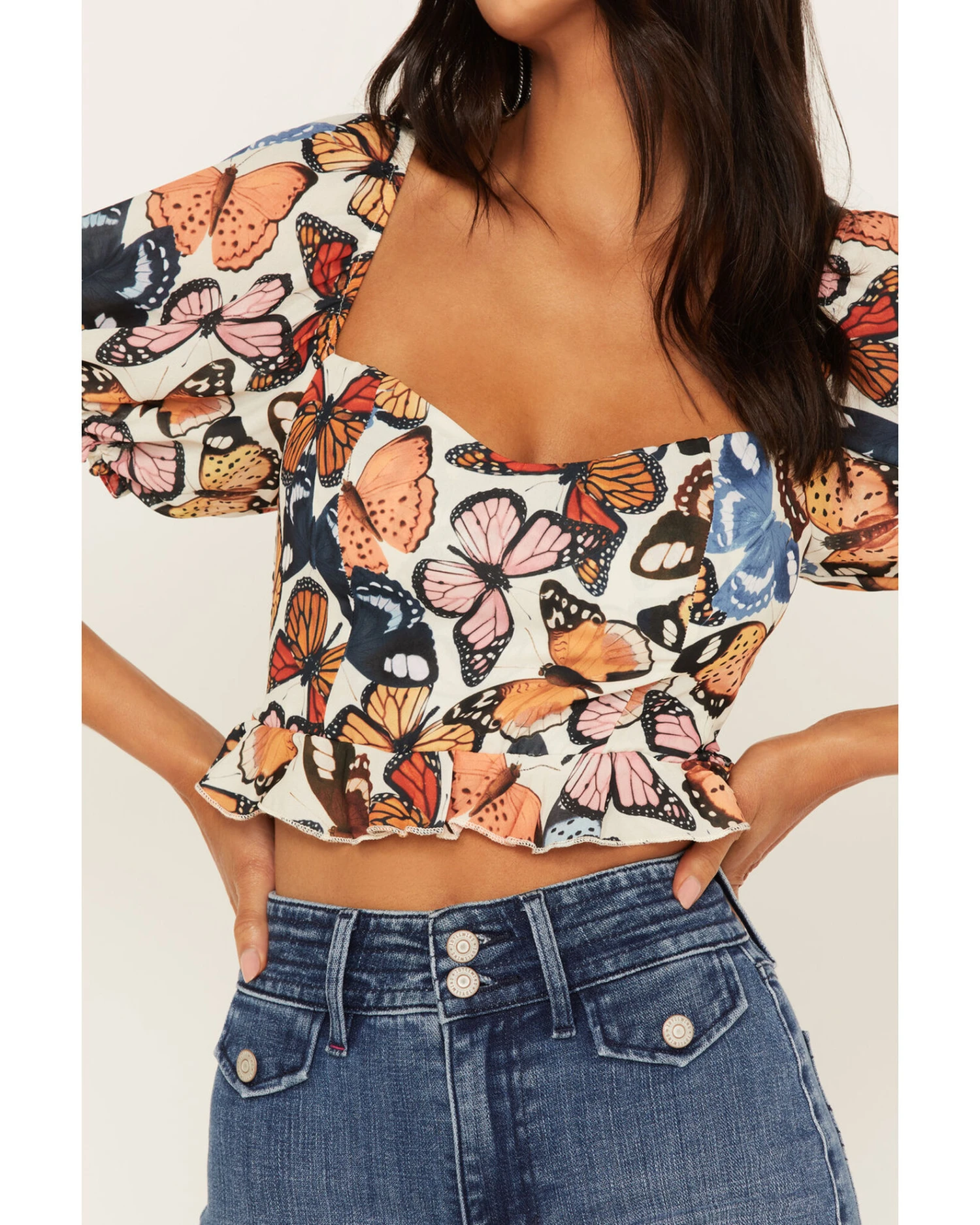 Show Me Your Mumu Women's Lila Butterfly Print Crop Top 2 Show Me Your Mumu Women's Lila Butterfly Print Crop Top - Image 2