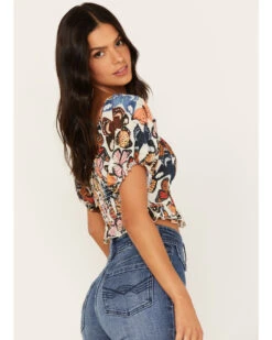 Show Me Your Mumu Women's Lila Butterfly Print Crop Top