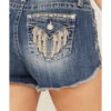 Miss Me Women's Medium Wash Southwestern Rhinestone Embroidered Denim Shorts